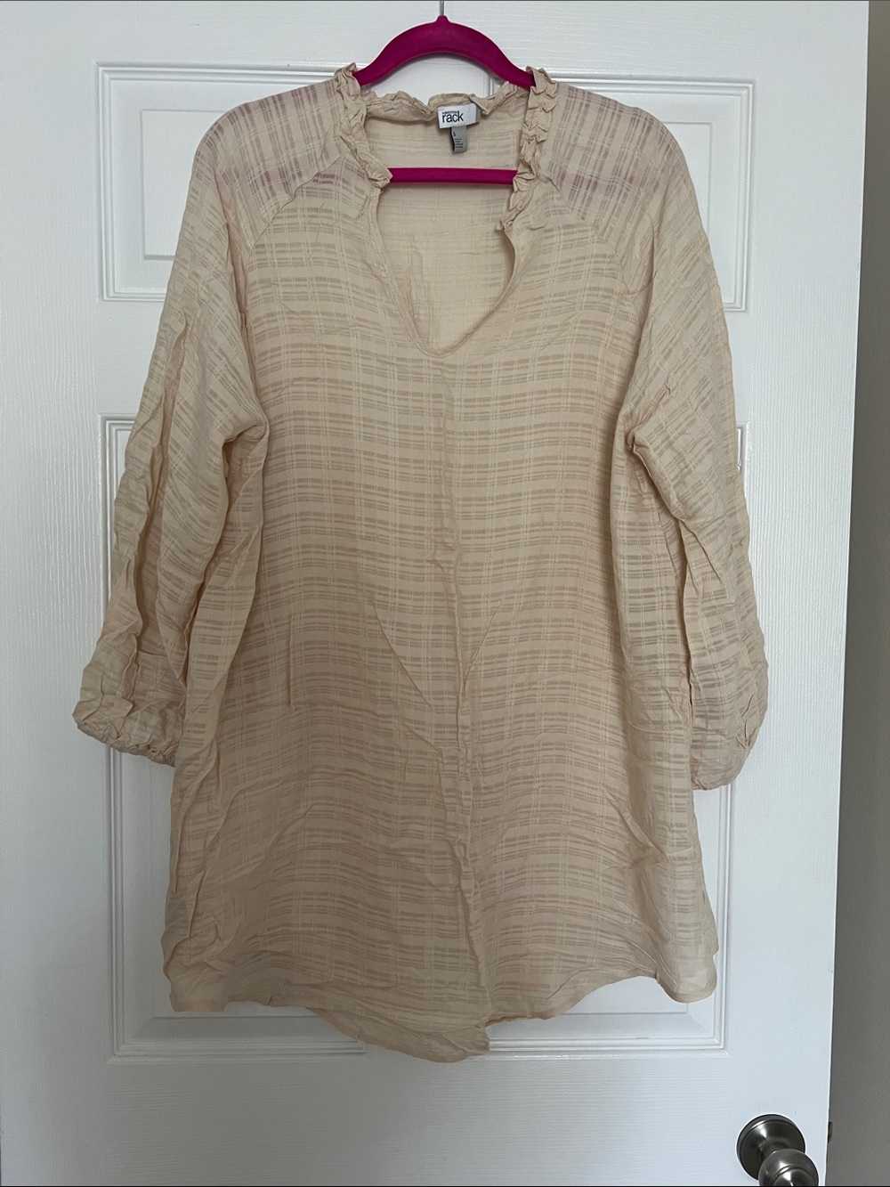 Nordstrom rack Cream Textured V‑Neck Ruffle swim cover up Tunic